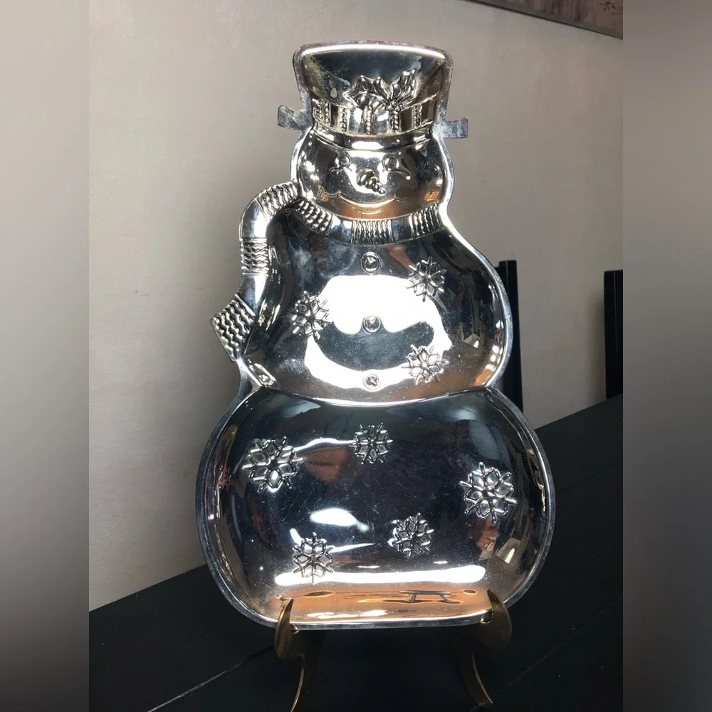 Vintage Silver Snowman Platter: 1980s International Silver Company Christmas